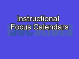 Instructional Focus Calendars