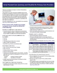 Early Prenatal Care Summary and Checklist for Primary Care Providers
.