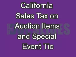 California Sales Tax on Auction Items and Special Event Tic