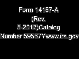 Form 14157-A (Rev. 5-2012)Catalog Number 59567Ywww.irs.gov