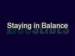 Staying in Balance