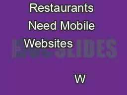 Why Restaurants Need Mobile Websites                                           W