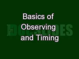 Basics of Observing and Timing