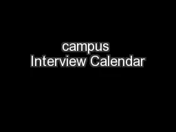 campus Interview Calendar