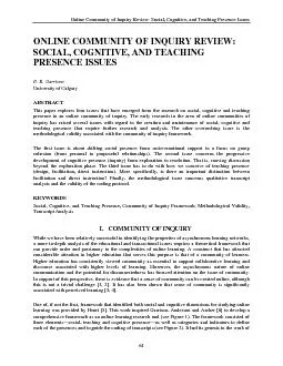 Online Community of Inquiry Review: Social, Cognitive, and Teaching Pr
