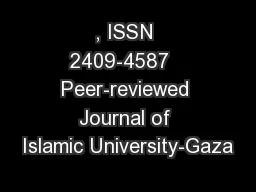 , ISSN 2409-4587   Peer-reviewed Journal of Islamic University-Gaza