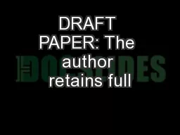 DRAFT PAPER: The author retains full