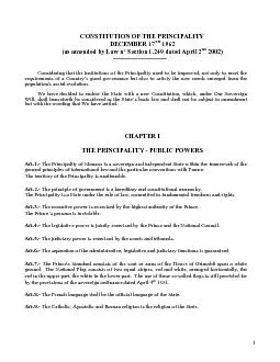 CONSTITUTION OF THE PRINCIPALITY DECEMBER 17(as amended by Law n