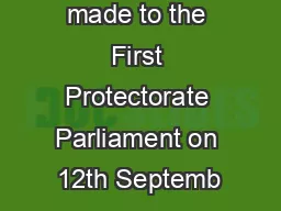 Speech 5 was made to the First Protectorate Parliament on 12th Septemb