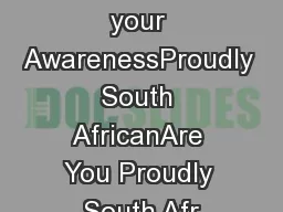 JumpStart your AwarenessProudly South AfricanAre You Proudly South Afr