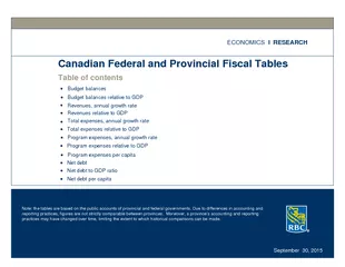 Table of contentsCanadian Federal and Provincial Fiscal Tables
...