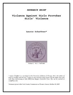 RESEARCH BRIEF  Violence Against Girls Provokes Girls