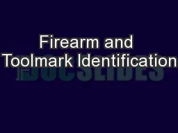 Firearm and Toolmark Identification