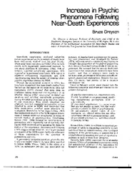 Increase in Psychic Phenomena Fonowing Near-Death Experiences Bruce Gr
