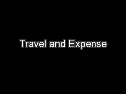 Travel and Expense