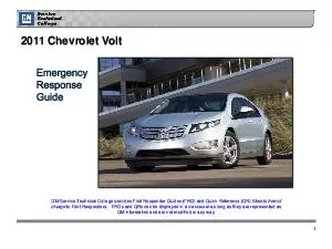 Chevrolet Volt GM Service Technical College provides First Responder Guides FRG and Quick Reference QR Sheets free of charge to First Responders