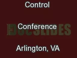of the American Control Conference Arlington, VA June 25-27, 2001 
...