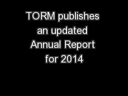 TORM publishes an updated Annual Report for 2014