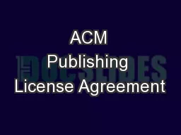 ACM Publishing License Agreement