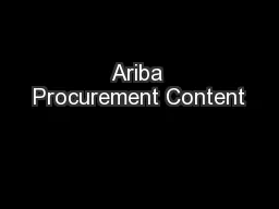 Ariba Procurement Content