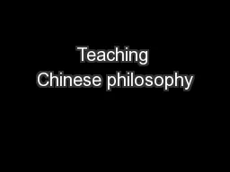 Teaching Chinese philosophy