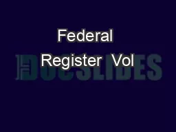Federal Register  Vol