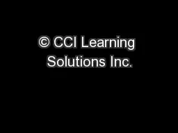 © CCI Learning Solutions Inc.