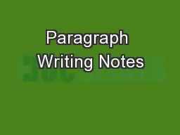 Paragraph Writing Notes