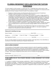 1 FLORIDA RESIDENCY DECLARATION FOR TUITION