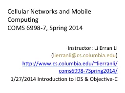 Cellular Networks and Mobile Computing
