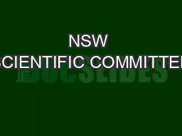NSW SCIENTIFIC COMMITTEE