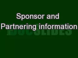 Sponsor and Partnering information