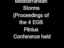 Mediterranean Storms (Proceedings of the 4 EGS Plinius Conference held