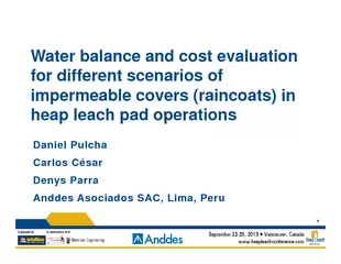 Water balance and cost evaluation