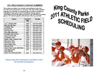 2011 FIELD RAINOUT CONTACT NUMBERS