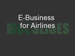 E-Business for Airlines