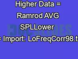 Higher Data = Ramrod AVG SPLLower  Data = Import: LoFreqCorr98.txtPers