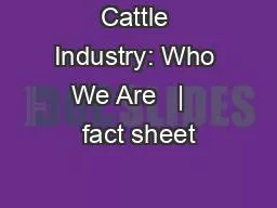 Cattle Industry: Who We Are   |   fact sheet