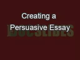Creating a Persuasive Essay