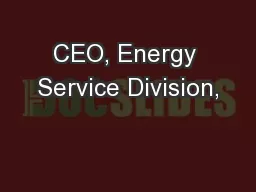 CEO, Energy Service Division,