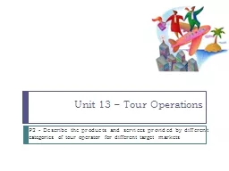Unit 13 – Tour Operations