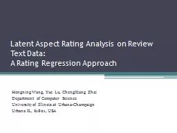Latent Aspect Rating Analysis on Review Text Data: