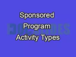 Sponsored Program Activity Types