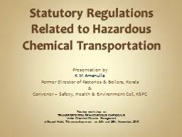 Statutory Regulations Related to Hazardous Chemical Transpo