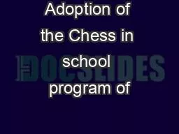 Adoption of the Chess in school program of