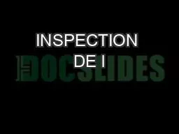 INSPECTION DE l
