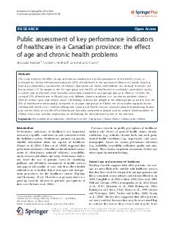 RESEARCH Open Access Public assessment of key performance indicators of healthca