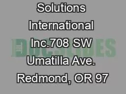 Rescue Solutions International Inc.708 SW Umatilla Ave. Redmond, OR 97