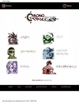 Direct questions to James Fan origins story gameplay special features history miscellaneous Chrono Trigger httpwww