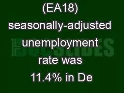 euro area (EA18) seasonally-adjusted unemployment rate was 11.4% in De